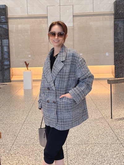 真山景子セレクト】ミドル丈チェックジャケット Day and Grade