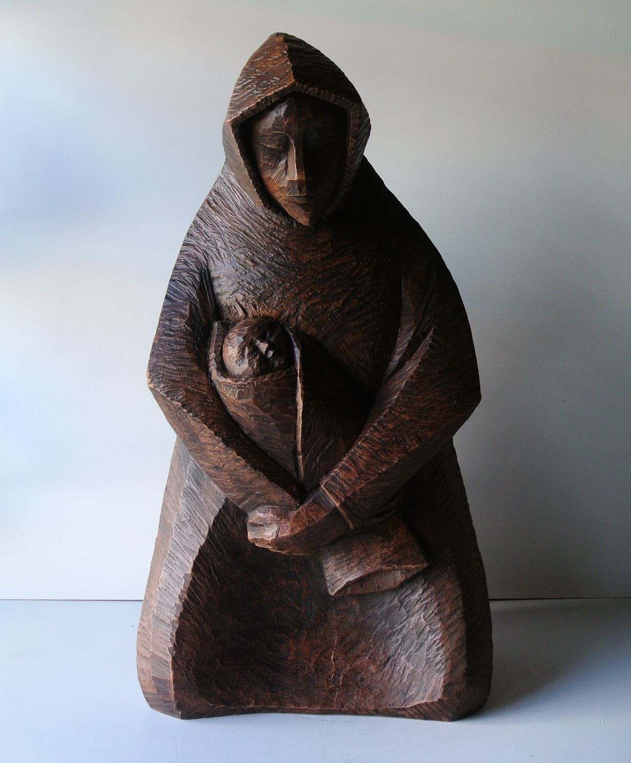 瀧口政満 母と子 木彫 - アンティーク雑貨・古道具の札幌 アンティーク