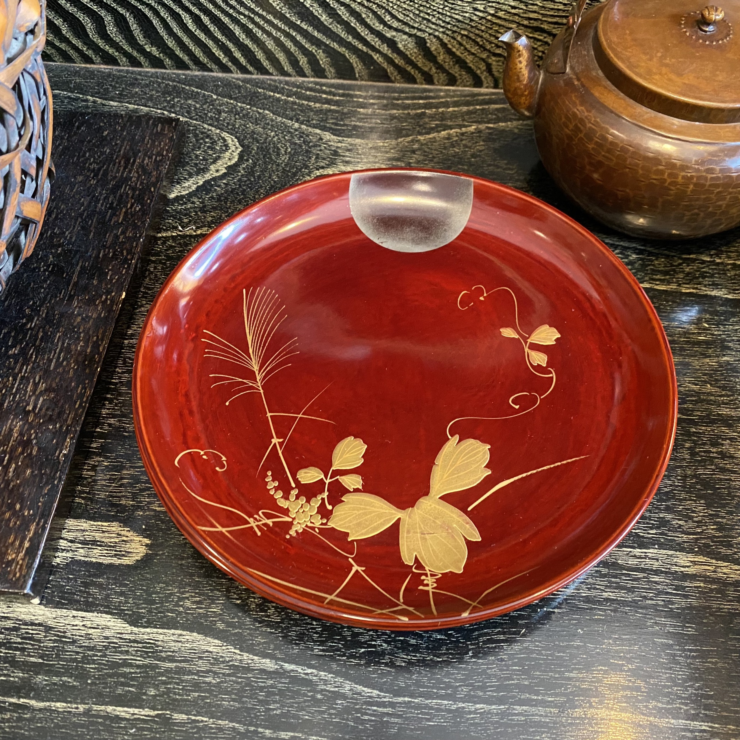 漆器皿 輪島塗 満月・ススキ | Antique Nanae