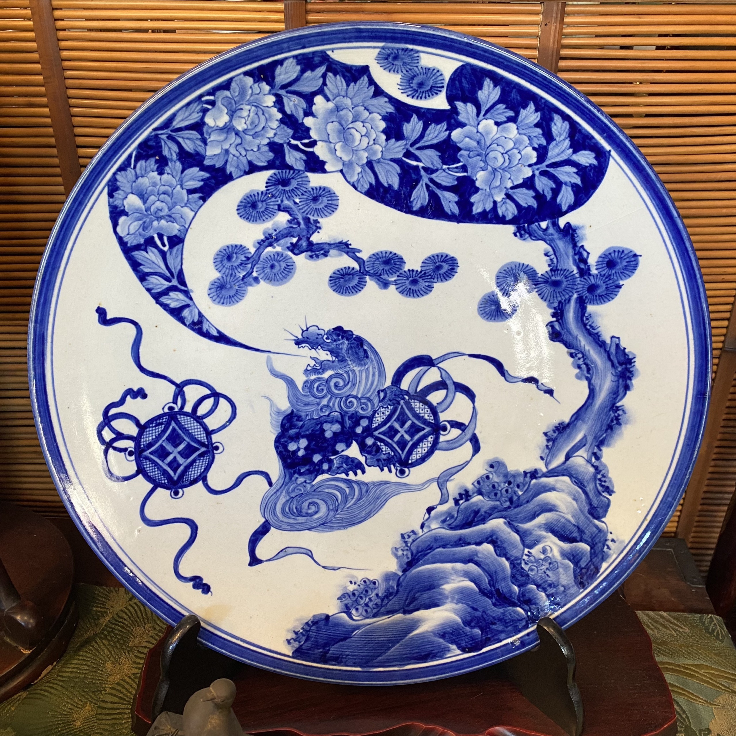 伊万里焼 染付 大皿 獅子模様 明治時代 | Antique Nanae