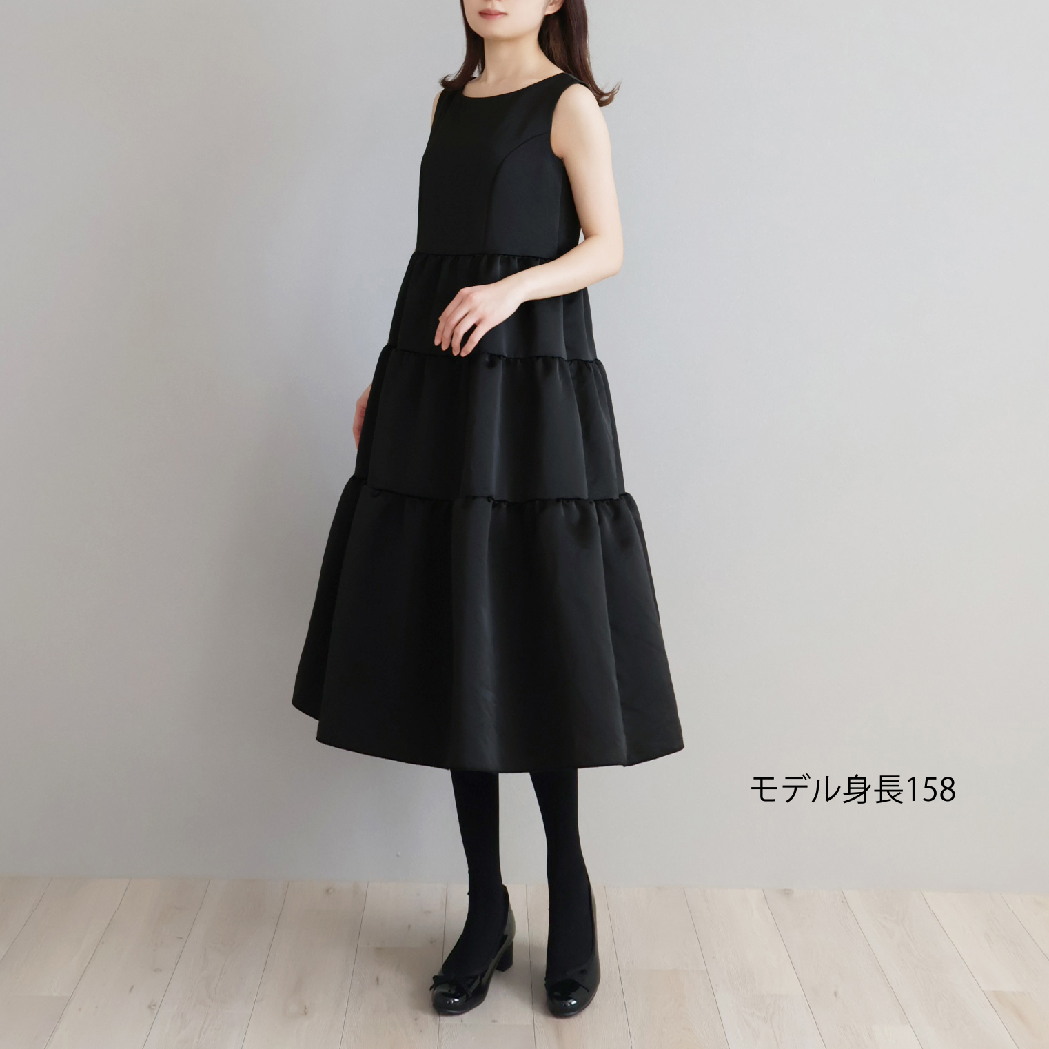 ワッシャーマットサテン ティアードワンピース【JM2335BD】 商品詳細