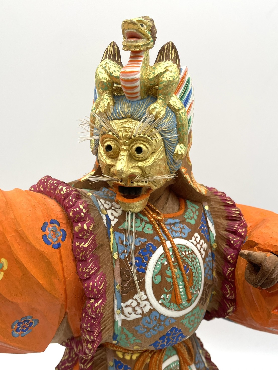 原田宰慶作 木彫 極彩色 羅凌王 をお買取致しました！ | 骨董品