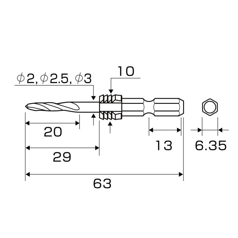 グリップ付下穴錐ショート 3本組 2.0mm2.5mm3.0mm | ANEXブランドの