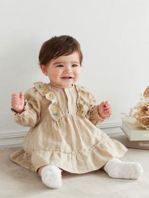 SERAPH】ドビーチェックお花刺繍ロンパース | ロンパース