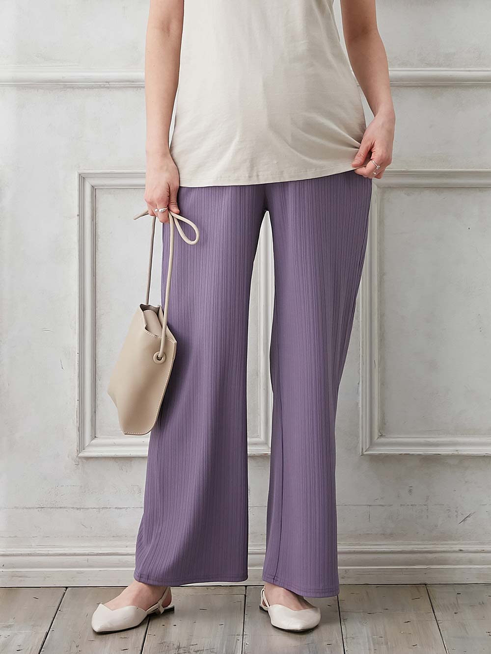 fairy（フェアリー）ランダムテレコワイドパンツ【出産後も長く使える