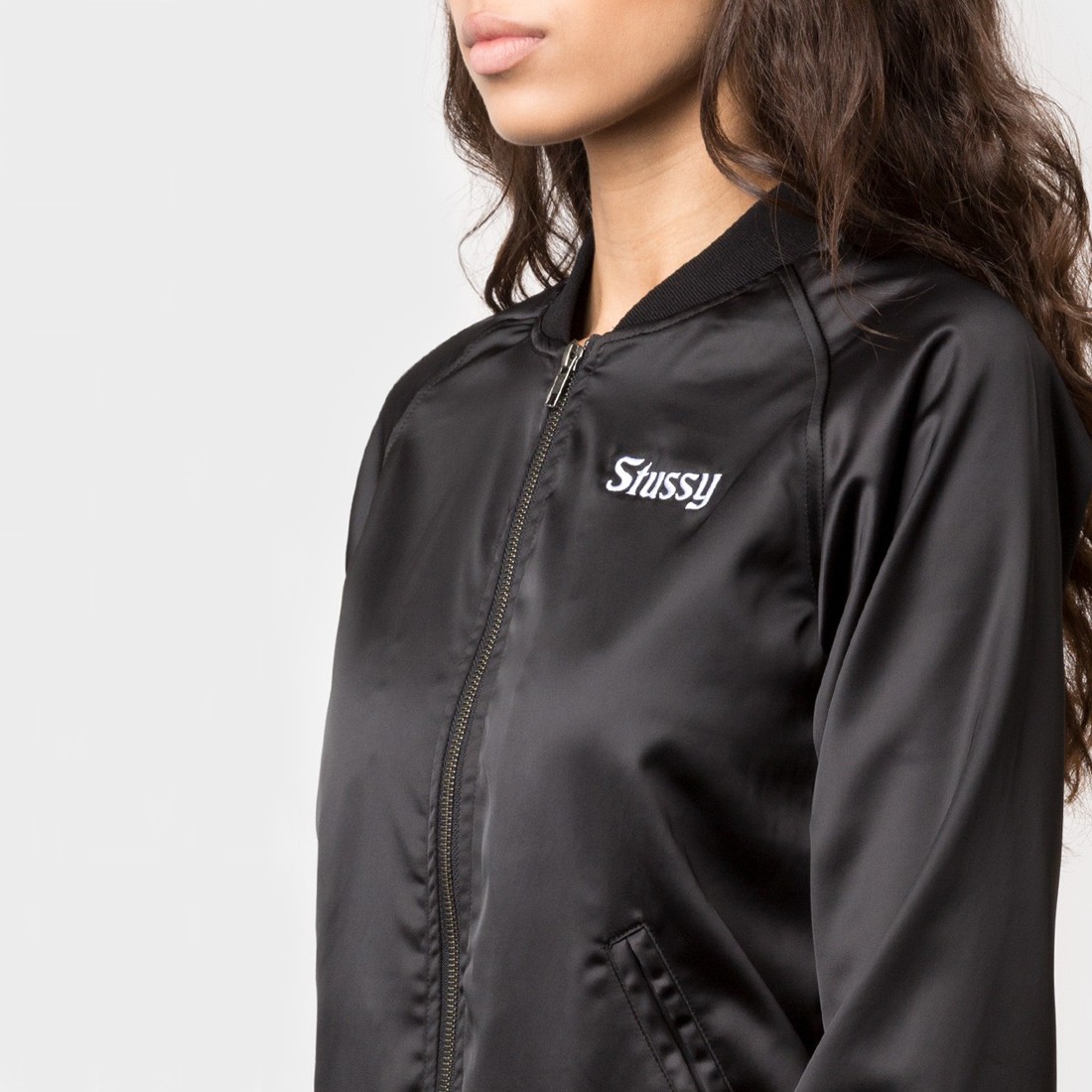 Stüssy women's clothing online | Stüssy California Satin Jacket Black