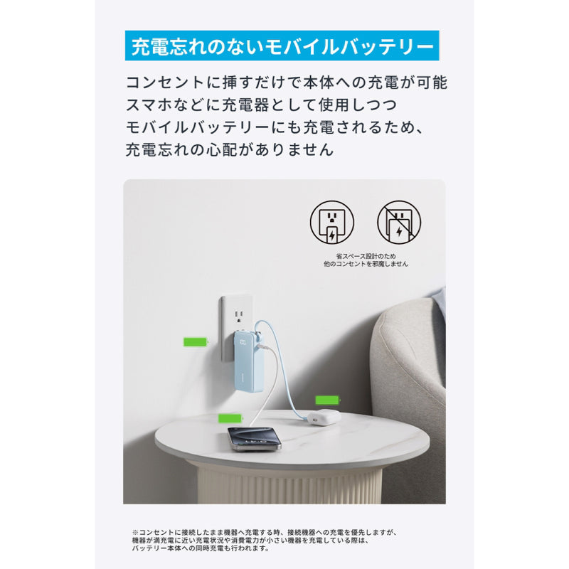 Anker Power Bank (10000mAh, Fusion, Built-In USB-C ケーブル