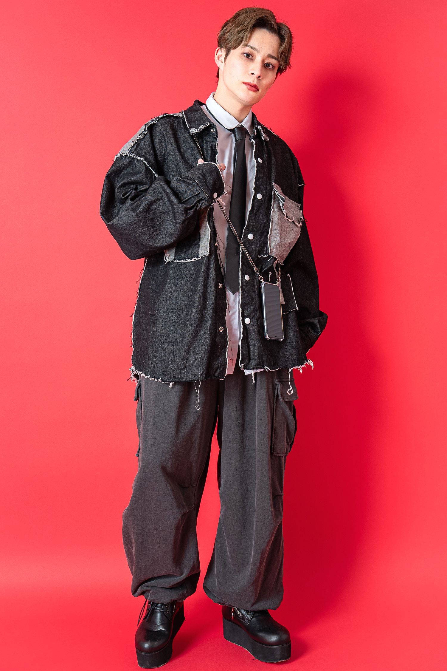 パッチワークダメージデニムシャツジャケット ankoROCK(アンコロック