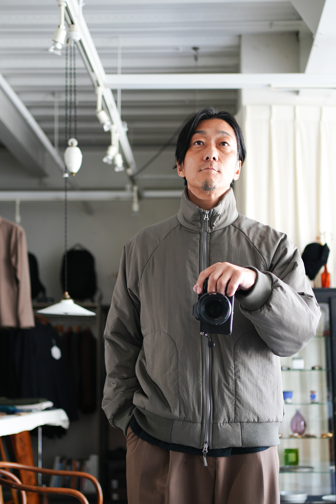 ATON」MAT AIRY NYLON | WOOL PADDED STAND JACKET | ANOTHER LOUNGE