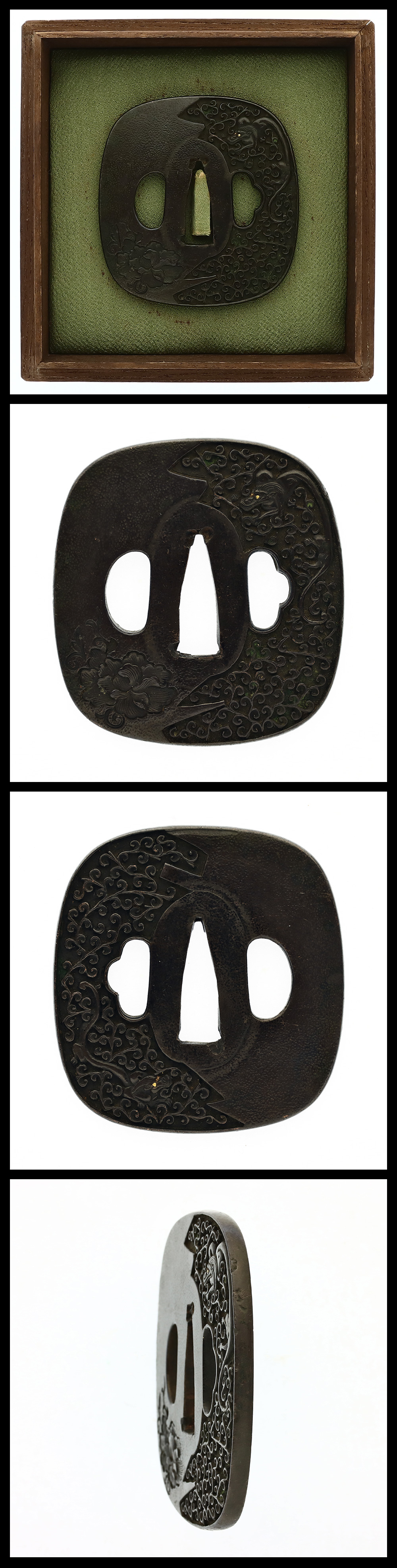 鐔: 無銘 龍牡丹 | 日本刀販売の葵美術