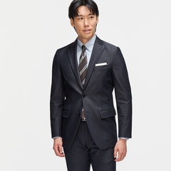 洗える スーパーストレッチデニム調ジャケット 紺 LES MUES