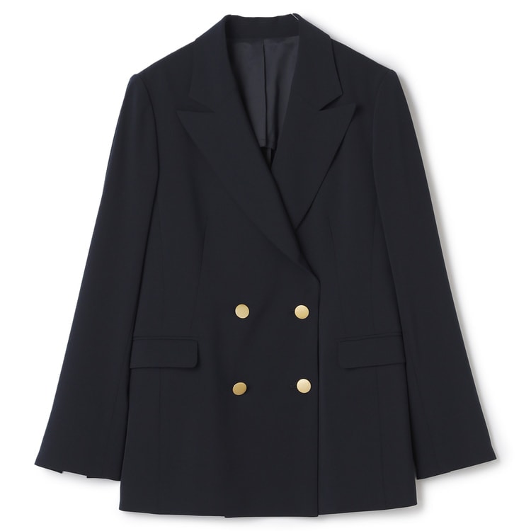 アウトレット】パウダリーストレッチツイル ダブルジャケット 紺