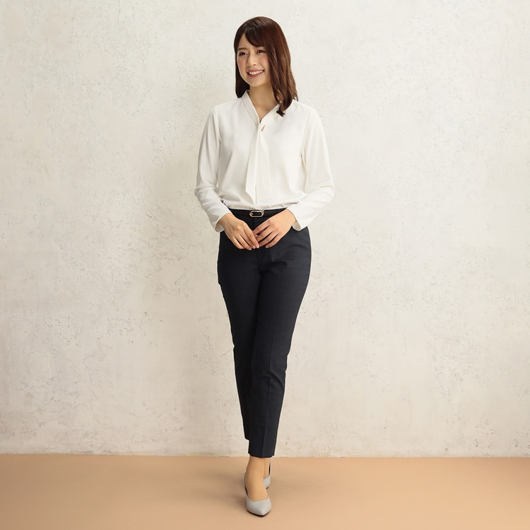 アウトレット】紺ピンドットクロップドパンツ セットアップ着用可