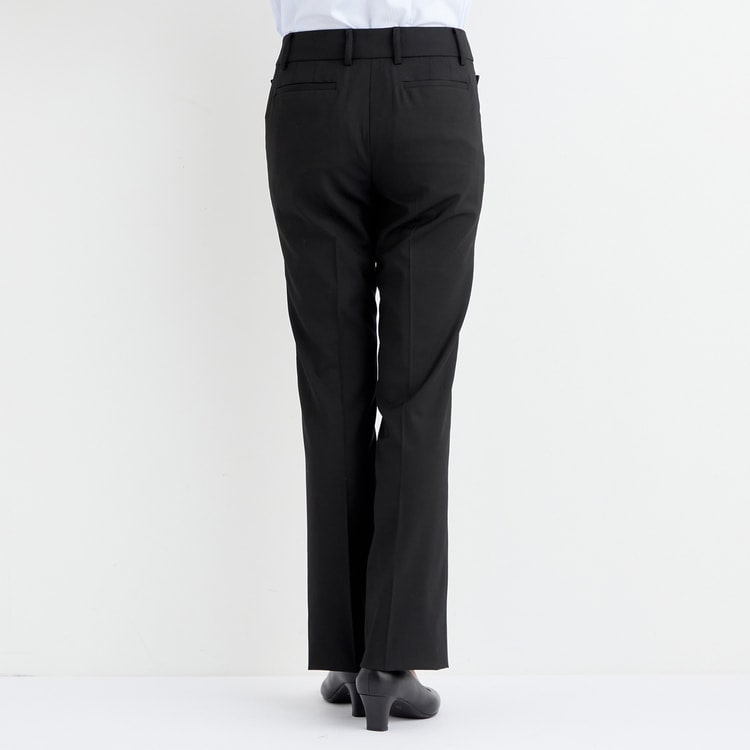ビジネスから就活まで】洗える ストレッチ 黒無地ストレートパンツ