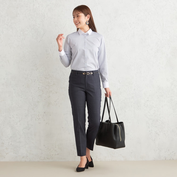 アウトレット】洗えるキレイスーツ 360°キレイ クロップドパンツ 紺