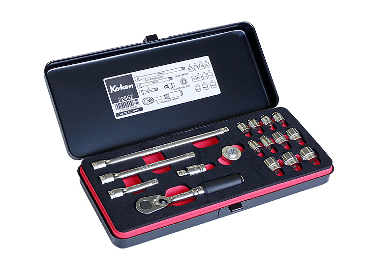 Z-EAL 1/4ラチェット＆ソケットセット[17点組]メタルケース | ABIT