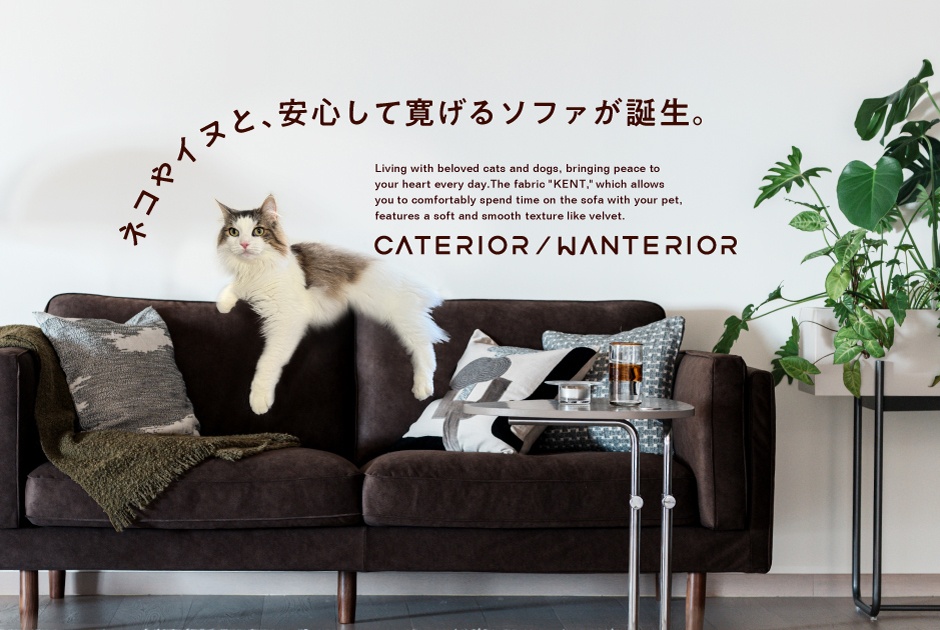 ネコやイヌと、 快適にくつろげるソファが誕生「KENT」生地