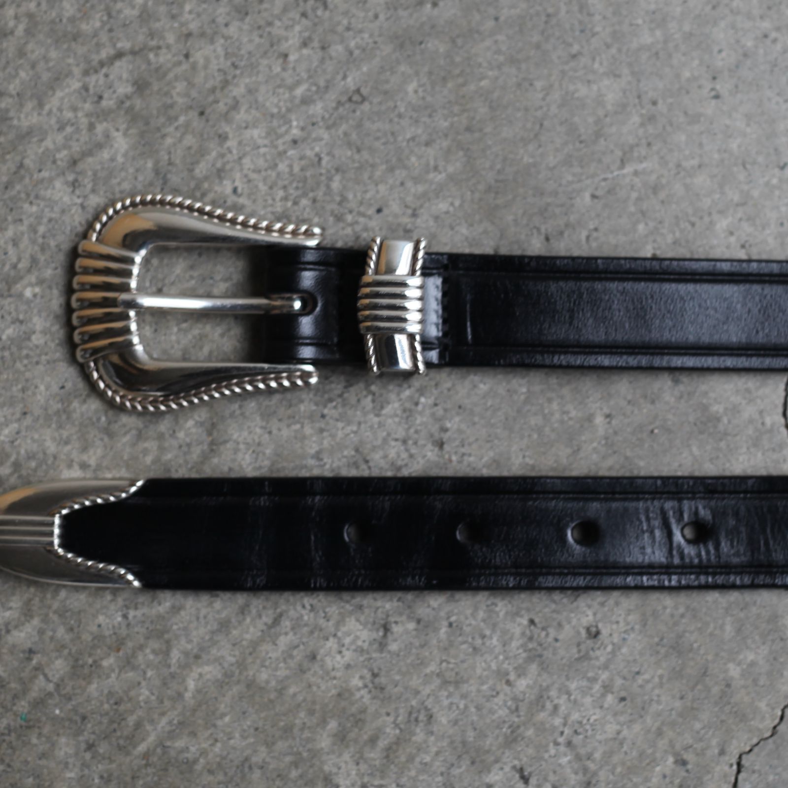TORY LEATHER - 【残りわずか】3-Piece Silver Buckle Belts(BLACK