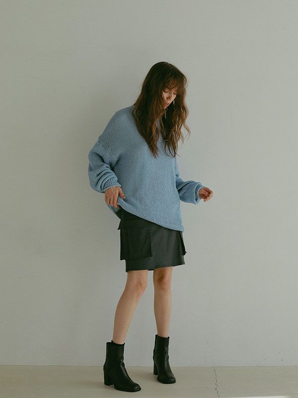 ETRE TOKYO - ボトルネックローゲージニットプルオーバ - BLUE