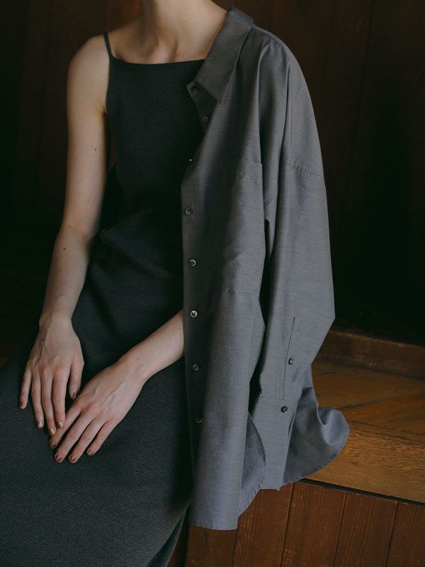 ETRE TOKYO - ライトタンブラーオーバーサイズシャツ - GREY | ADDICT