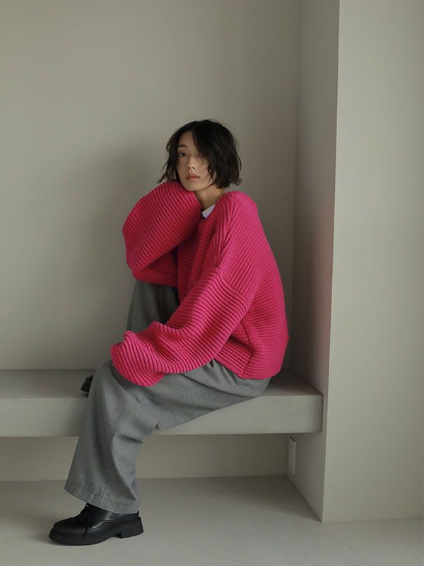 ETRE TOKYO - リングネックBOXニットプルオーバー - PINK | ADDICT WEB