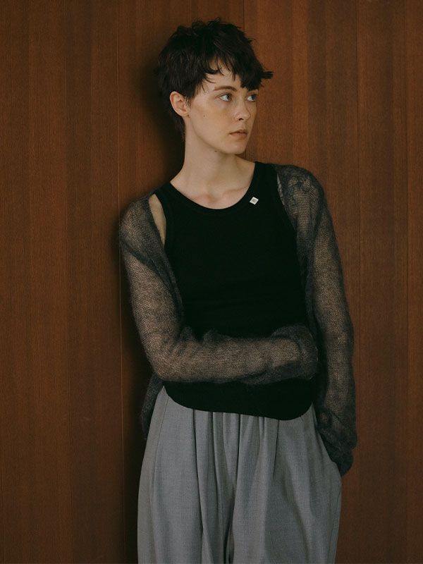 ETRE TOKYO - Vネックモヘヤニットカーディガン - CHARCOAL | ADDICT