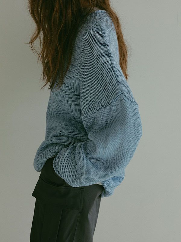 ETRE TOKYO - ボトルネックローゲージニットプルオーバ - BLUE