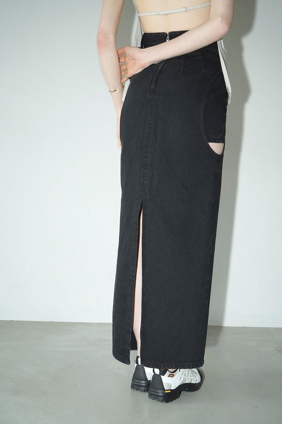 CLANE - サークルカット レイヤード デニムスカート - CIRCLE CUT