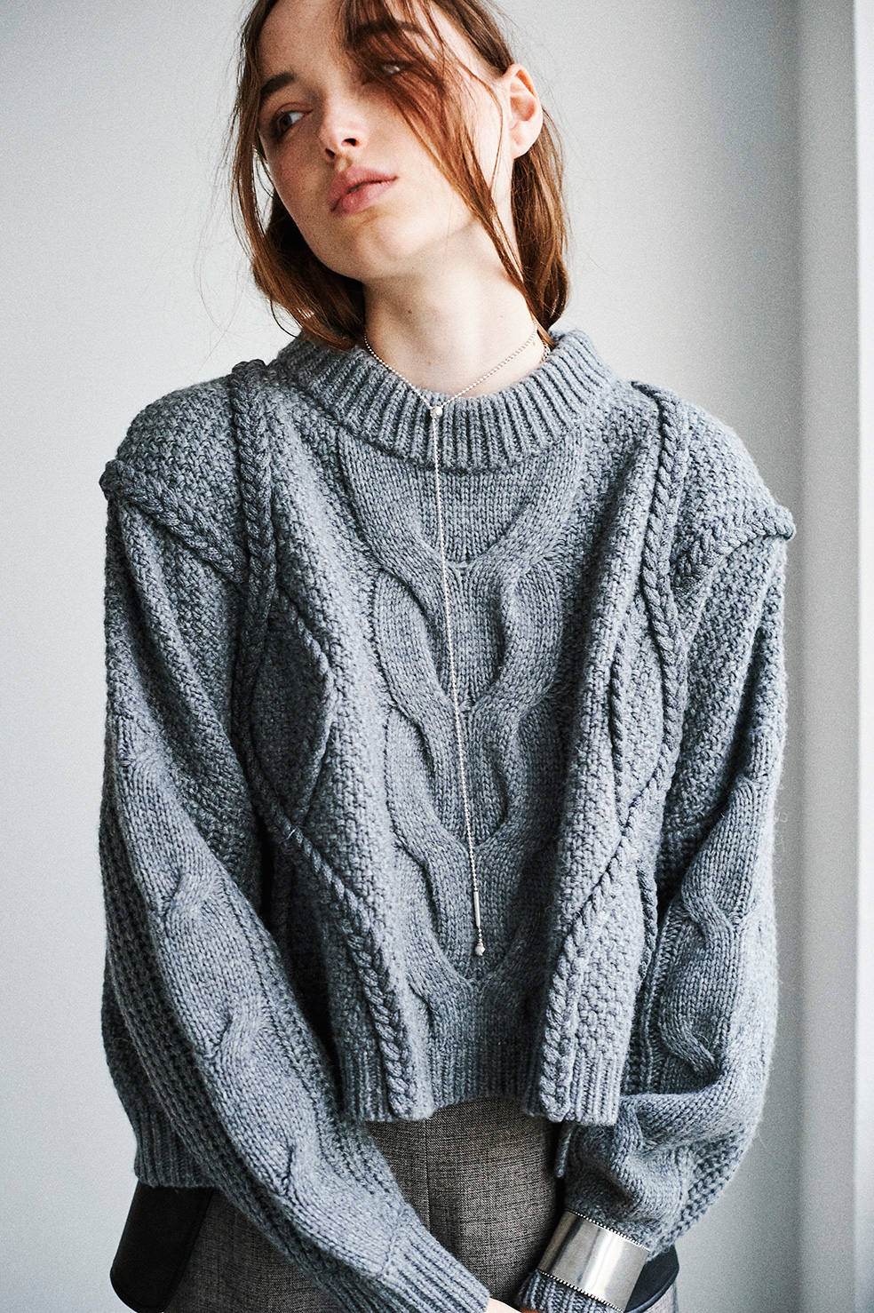 CLANE - プルオーバーニット - CROPPED 3D KNIT TOPS - GREY | ADDICT