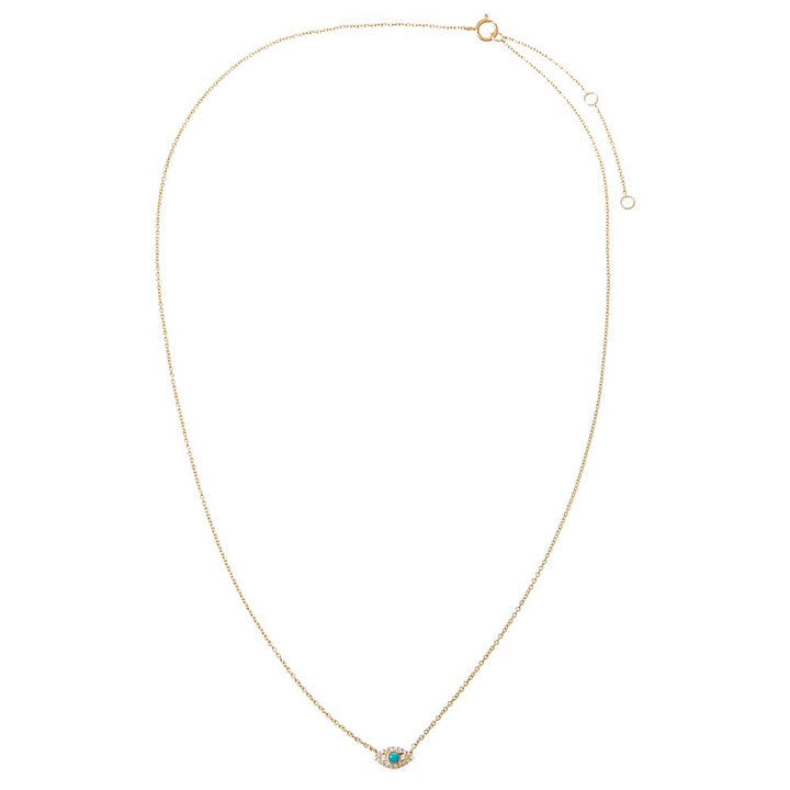 Diamond Pave X Turquoise Evil Eye Necklace 14K – Adina Eden