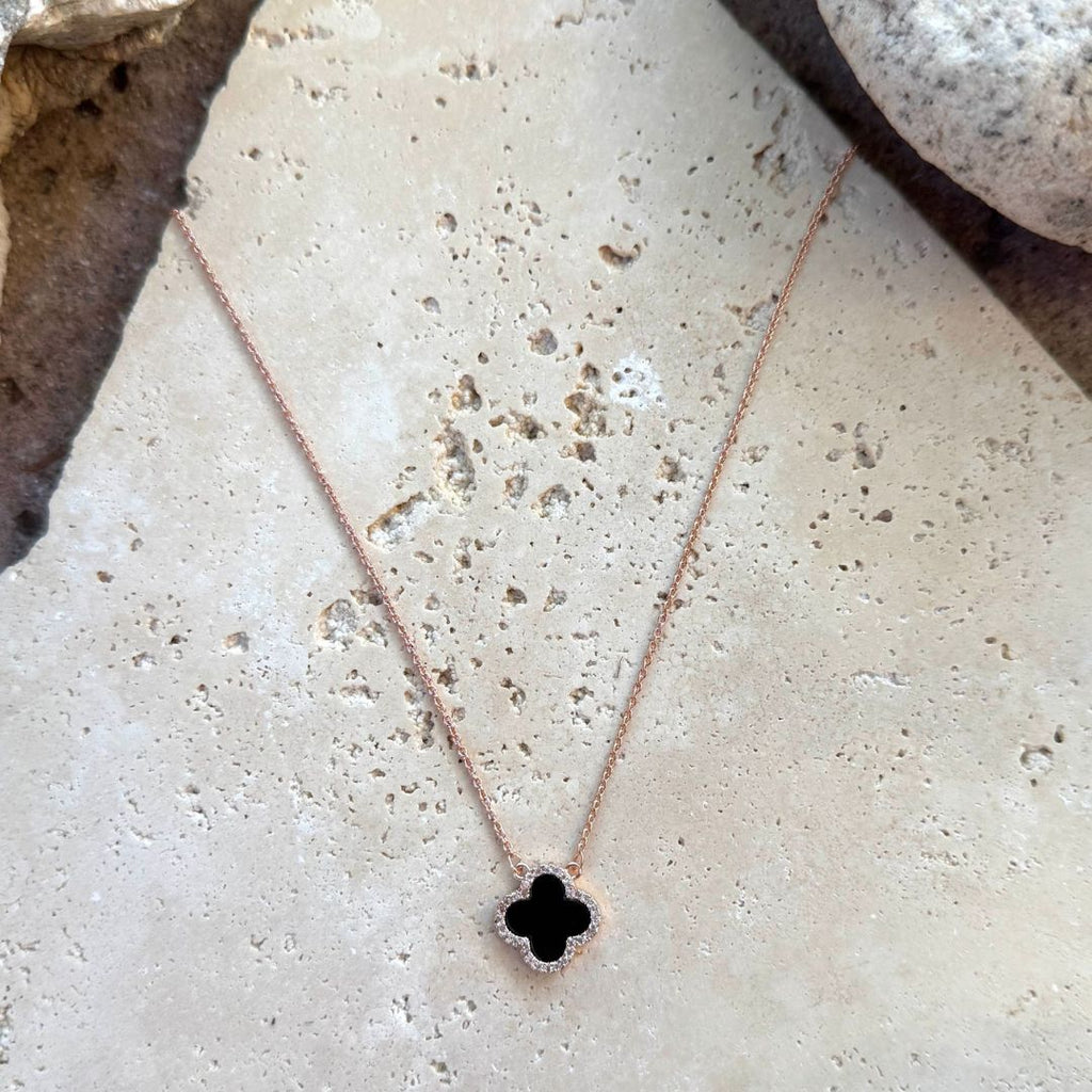 CZ Black Clover Necklace – ADORNIA