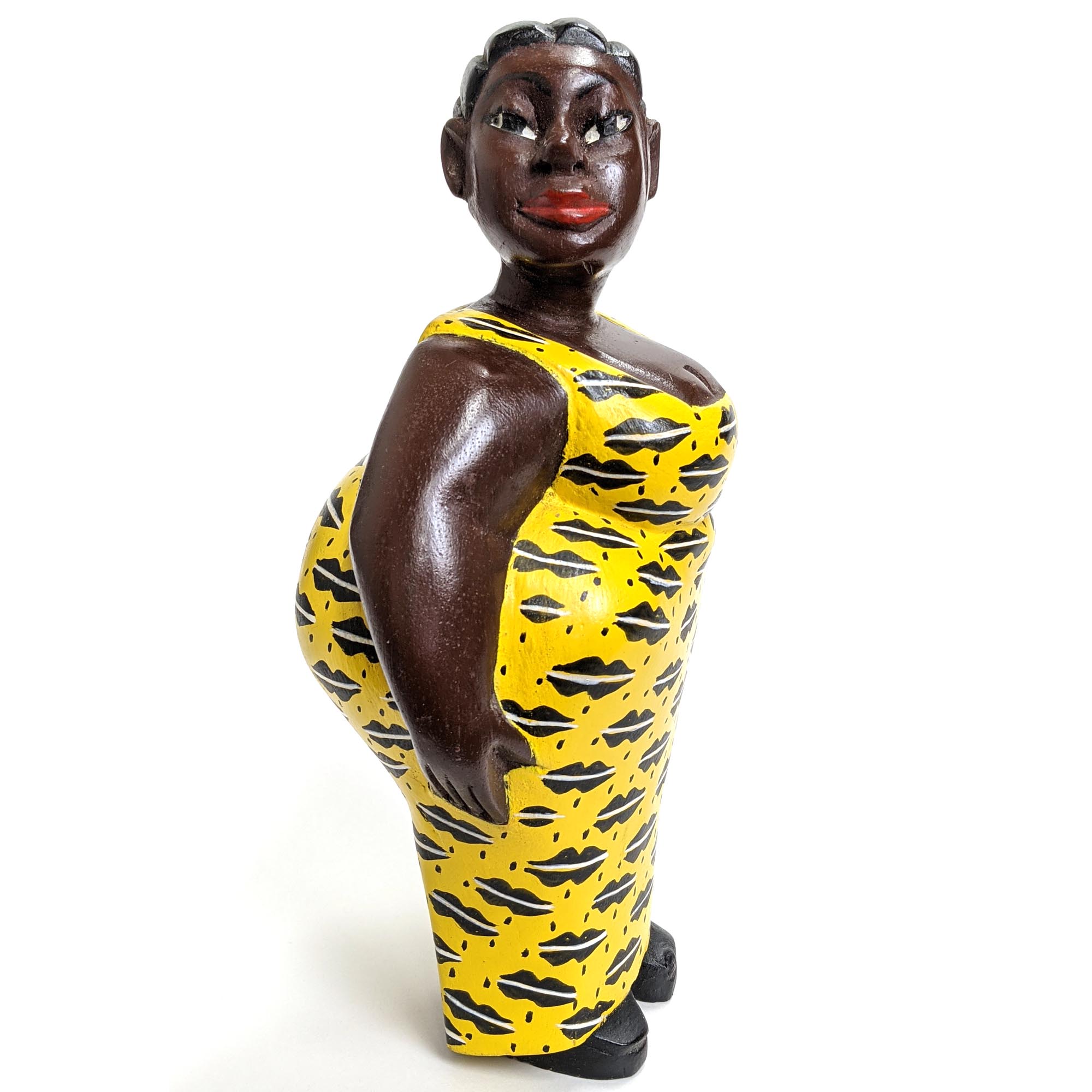 アフリカンマダム コロン人形 32cm インテリア 木彫品 (c050-19