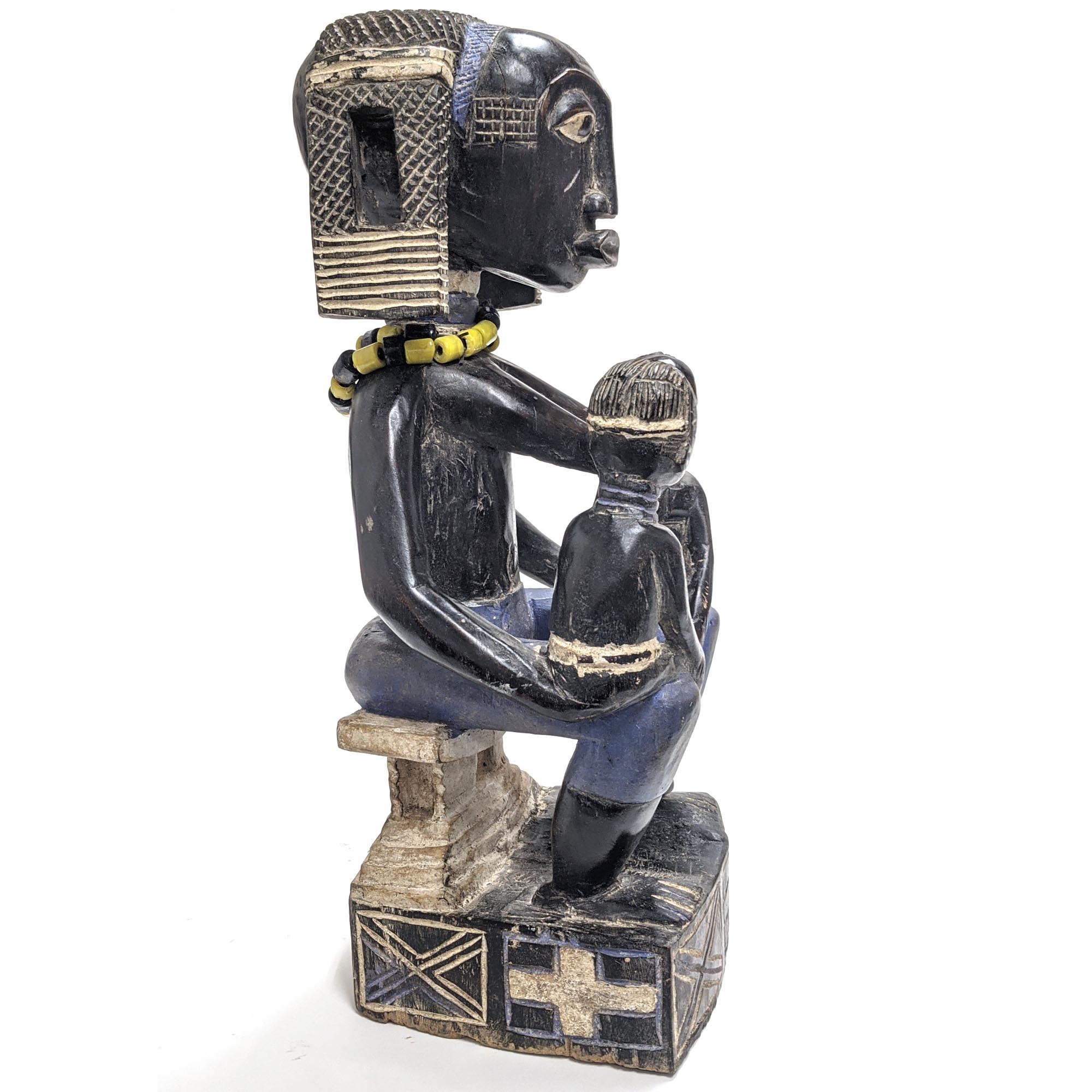 アチェ族母子彫像 高さ49cm アフリカンアート 木彫刻 (f340-17