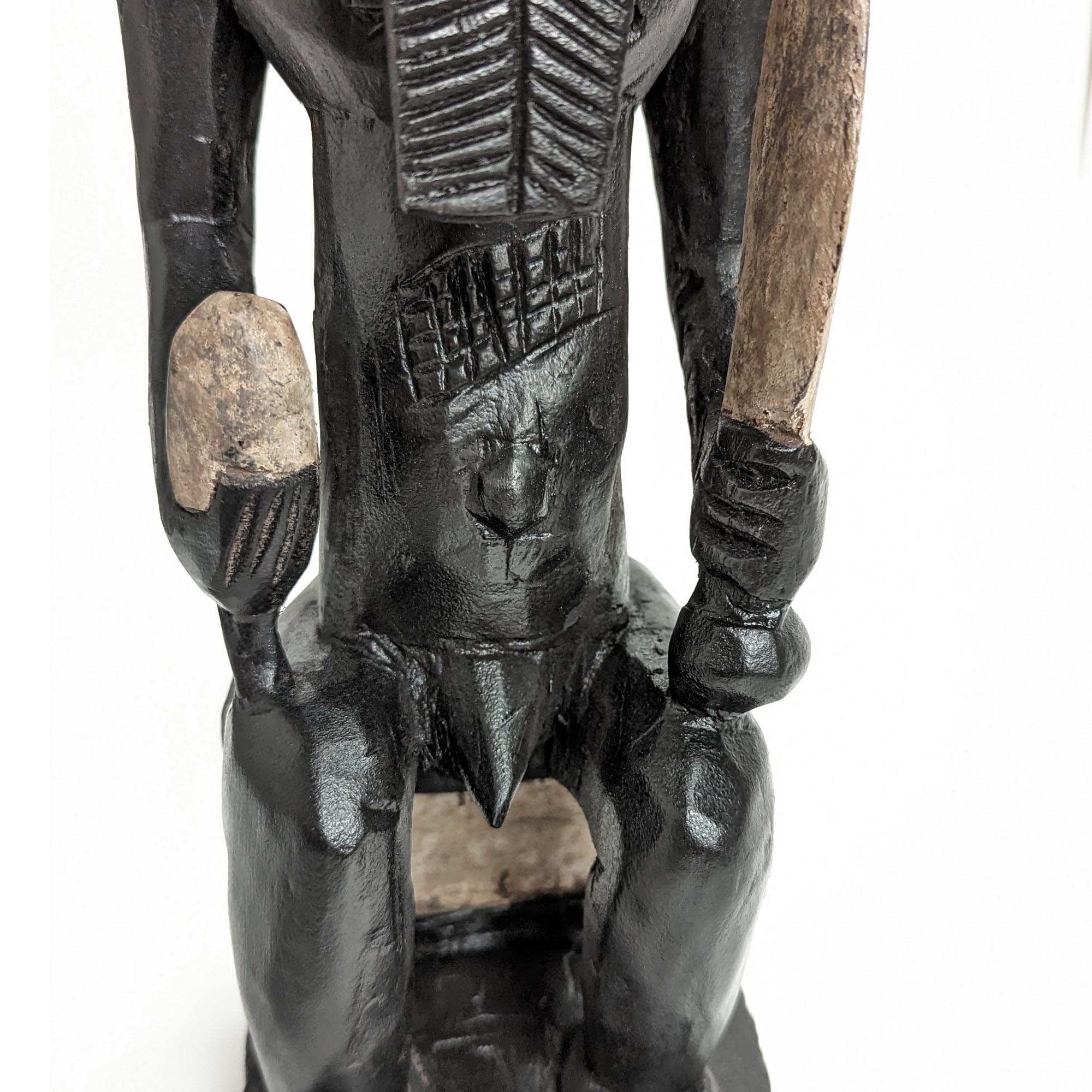 バウレ族木彫坐像 49cm アフリカン プリミティブアート 木彫品 （p040