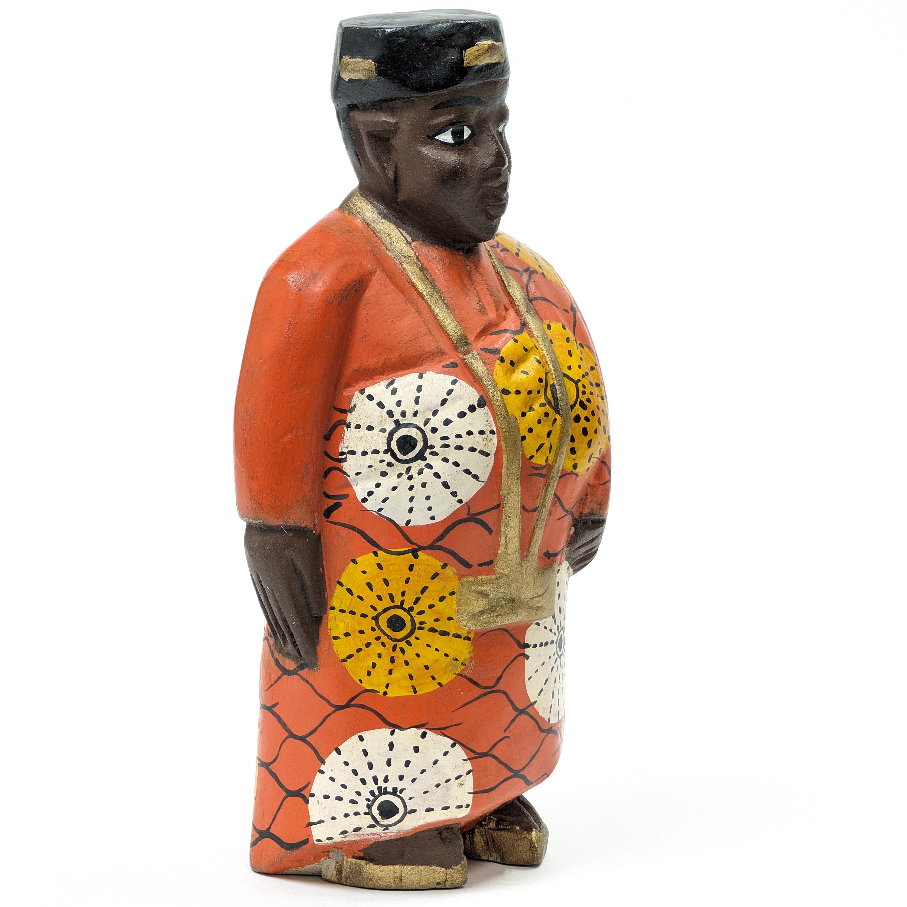 アフリカンマダム コロン人形 23cm インテリア 木彫品 （p575-19