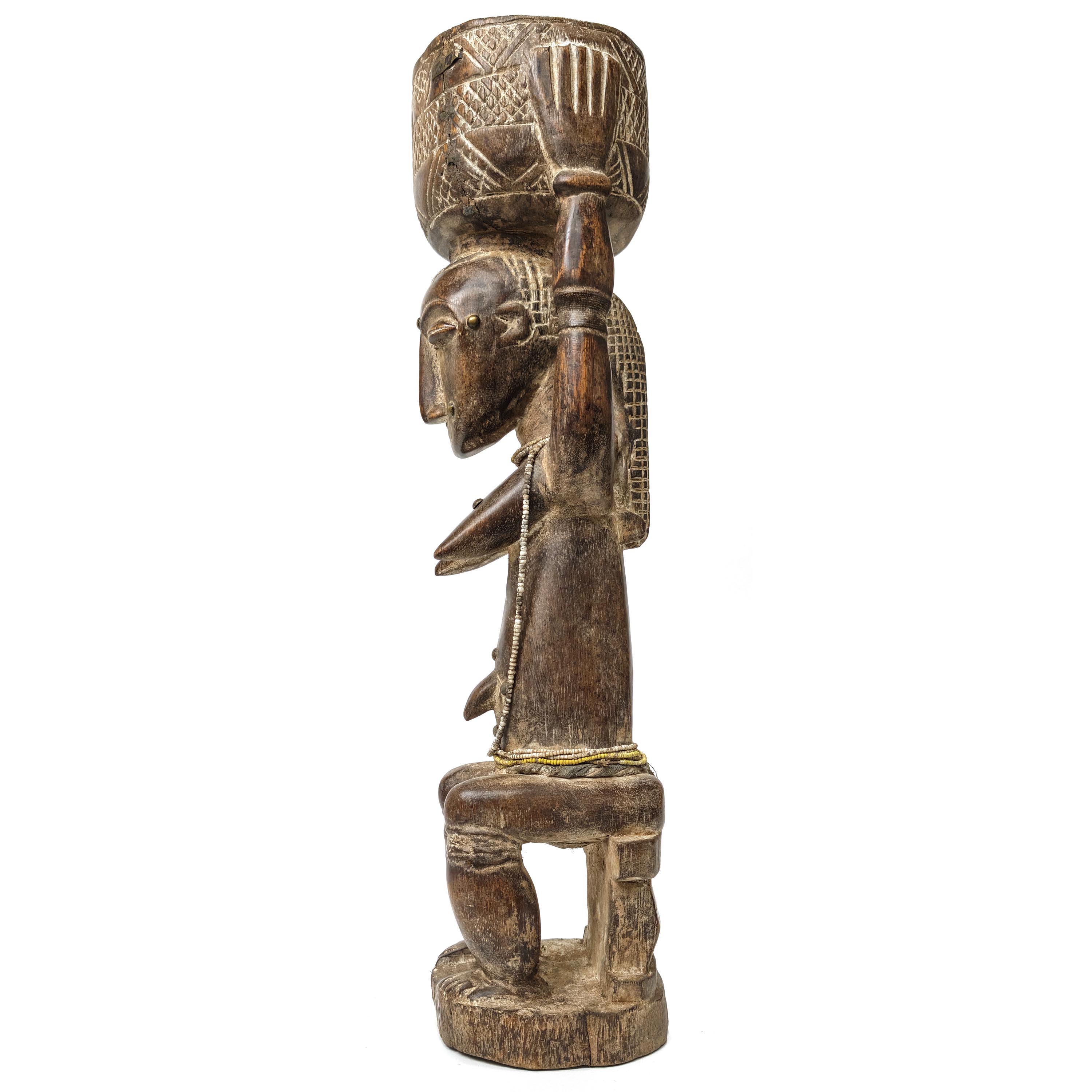 アチェ族女性坐像 高さ66cm アフリカンアート 木彫刻 （p655-11