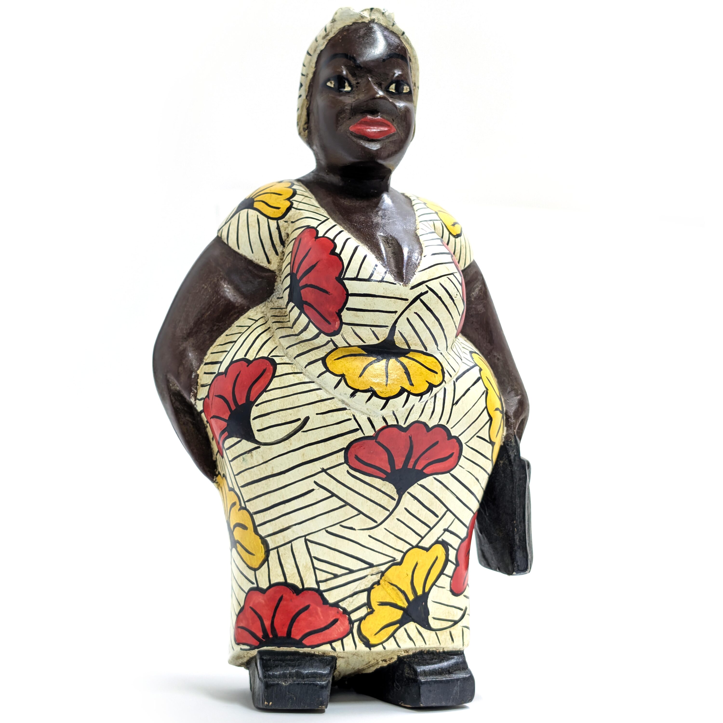 アフリカンマダム 大型コロン人形 29cm インテリア 木彫品 （r411-12