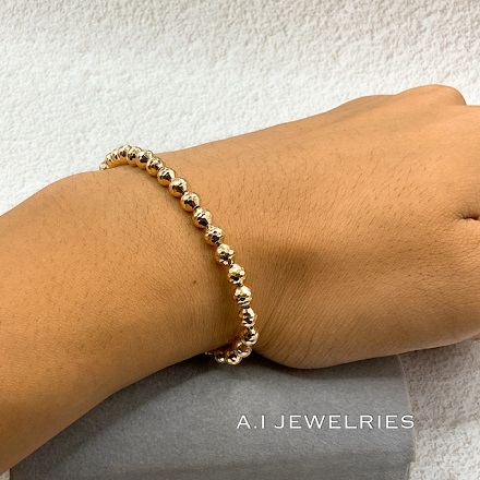 k18 18金 5mm玉 シャンデリア カットボール ブレスレット 20センチ