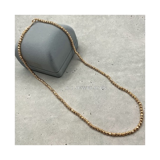 k18 18金 3mm玉 シャンデリア カットボール ネックレス 45センチ / k18