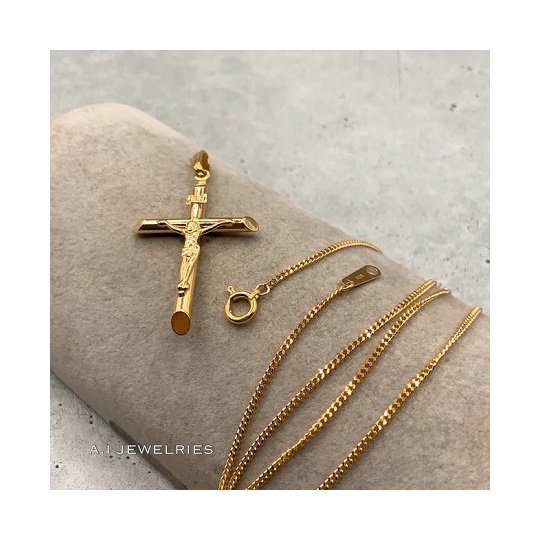 K18 18金 クロス ペンダント セット 50cm / K18 Cross pendant Set