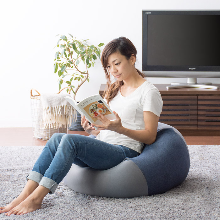 日本製】洗えるカバーのビーズクッション 体にフィット XLサイズ