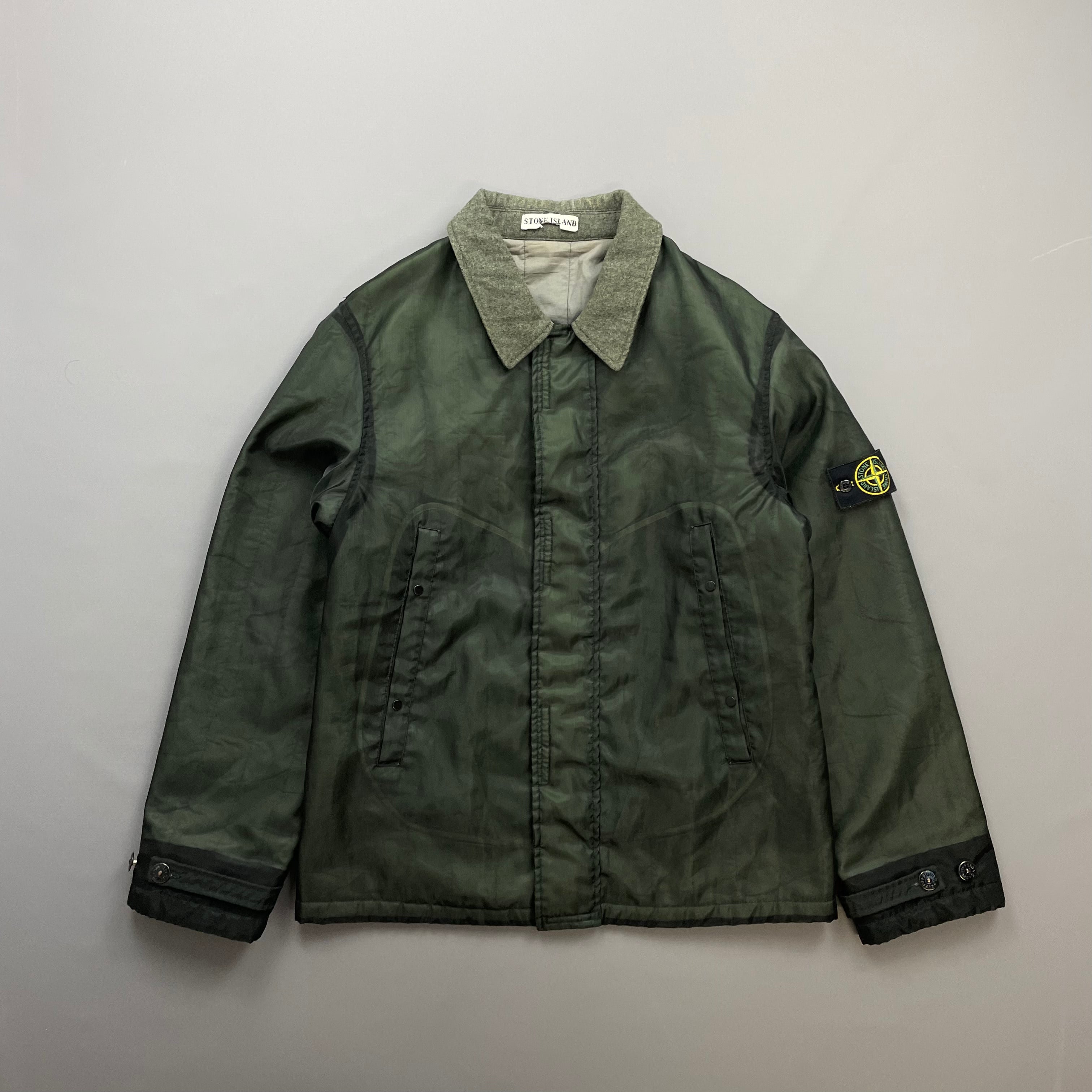 Stone Island Green AW03 Monofilament Dual-Layer Collared Jacket