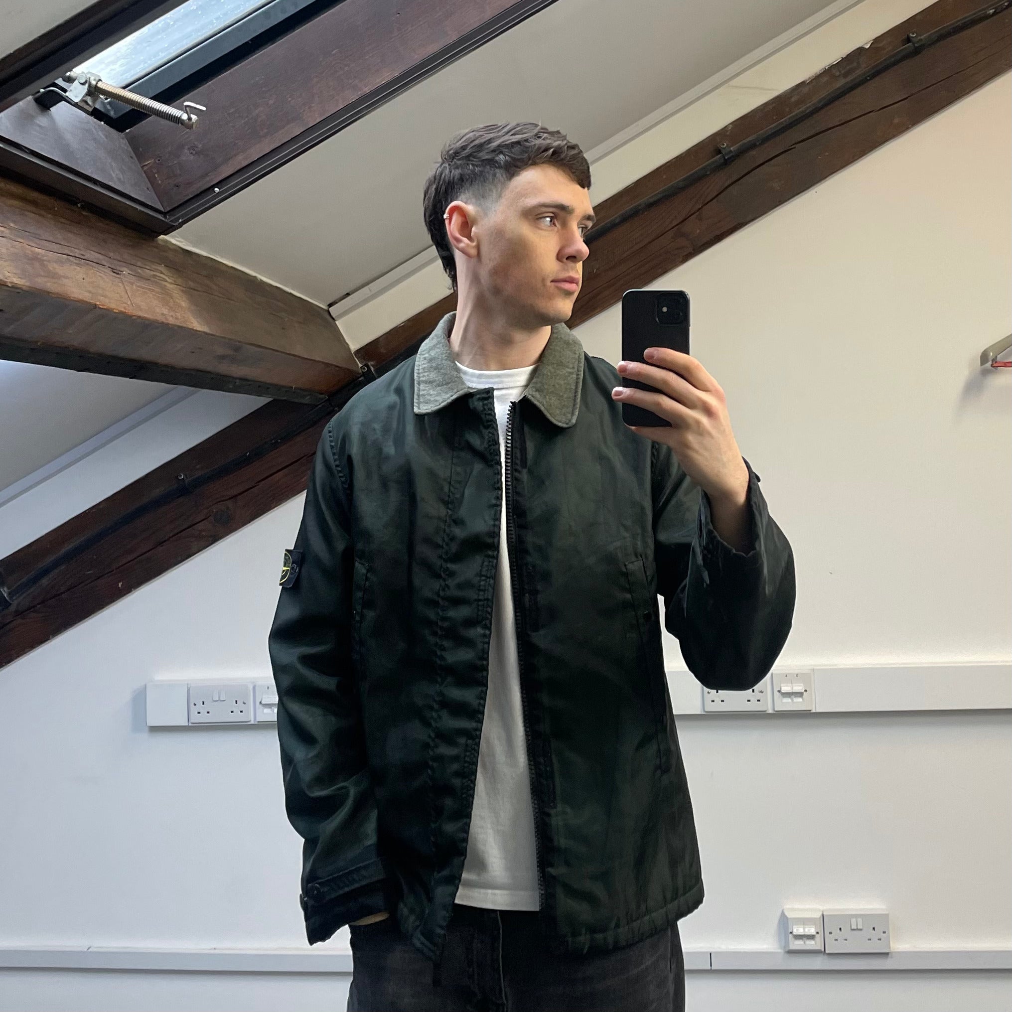 Stone Island Green AW03 Monofilament Dual-Layer Collared Jacket