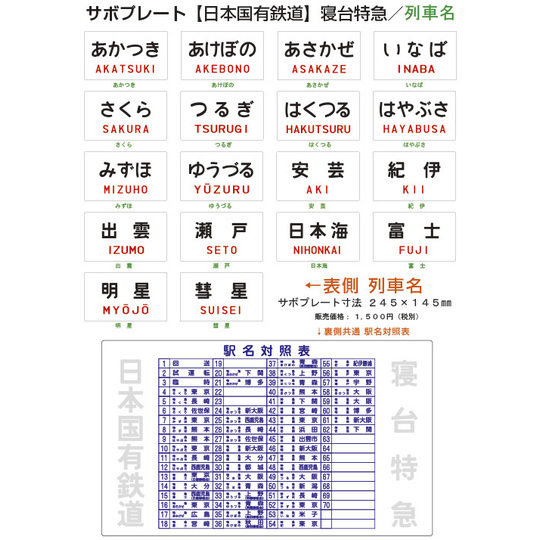 サボプレート【日本国有鉄道】寝台特急 商品詳細｜赤い電車｜日本全国