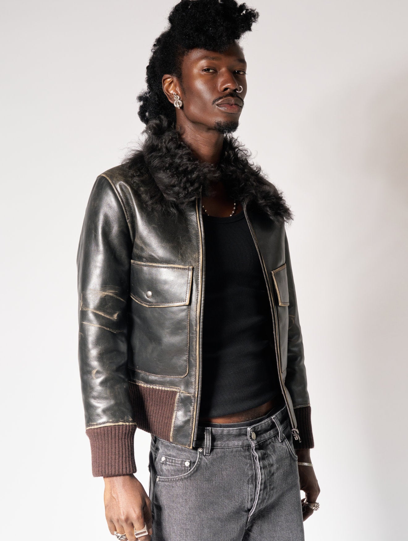 JONAS AVIATOR LEATHER JACKET IN VINTAGE BROWN - Man
