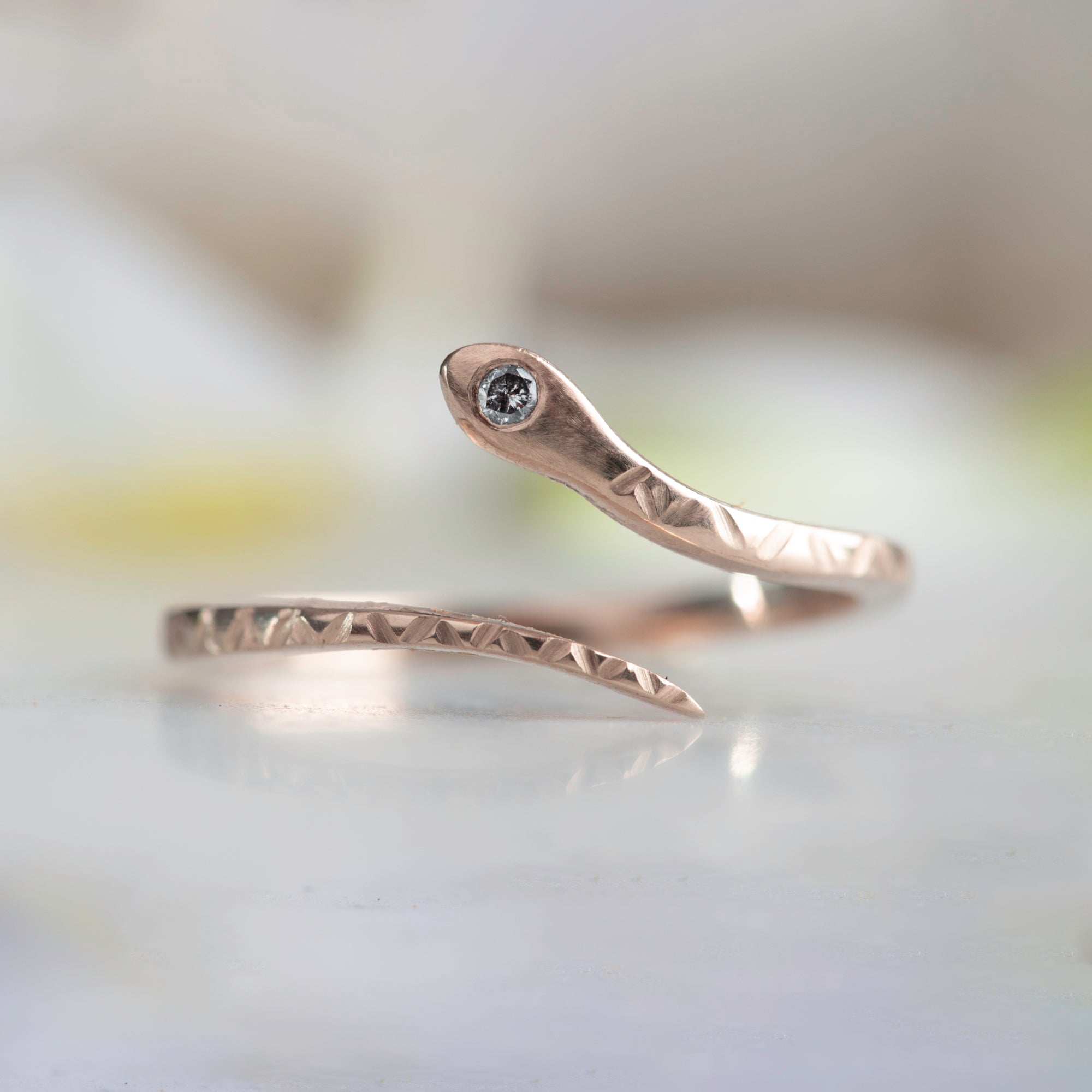 The Salt and Pepper Diamond Serpent Ring | Yellow, Rose or White