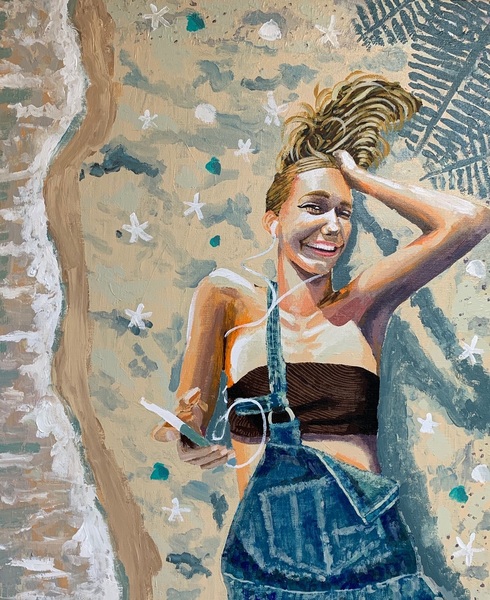 浜辺の彼女」 by keiju｜Artmeter｜暮らしを彩るアートが、きっと見つかる