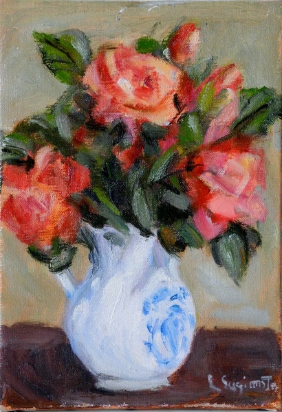 白い花瓶のバラ」 by 杉本 勇｜Artmeter｜暮らしを彩るアートが