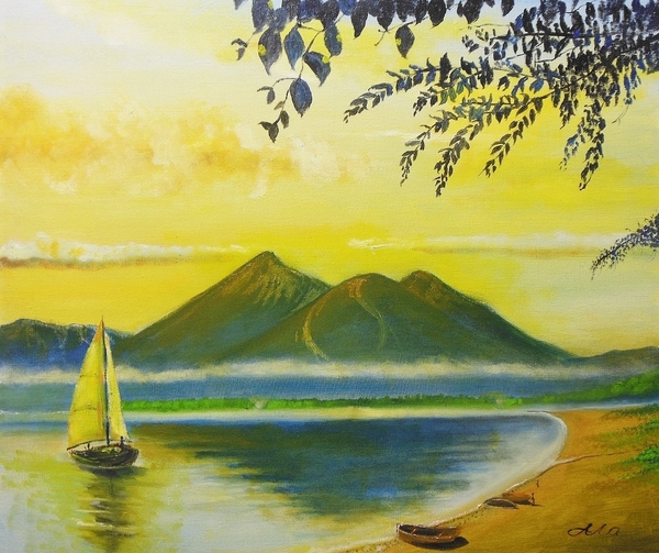 黄昏の猪苗代湖・・・」 by 渡辺 正重｜Artmeter｜暮らしを彩るアート