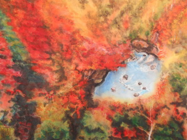 カワセミ - 紅葉」 by 御手洗理英｜Artmeter｜暮らしを彩るアートが